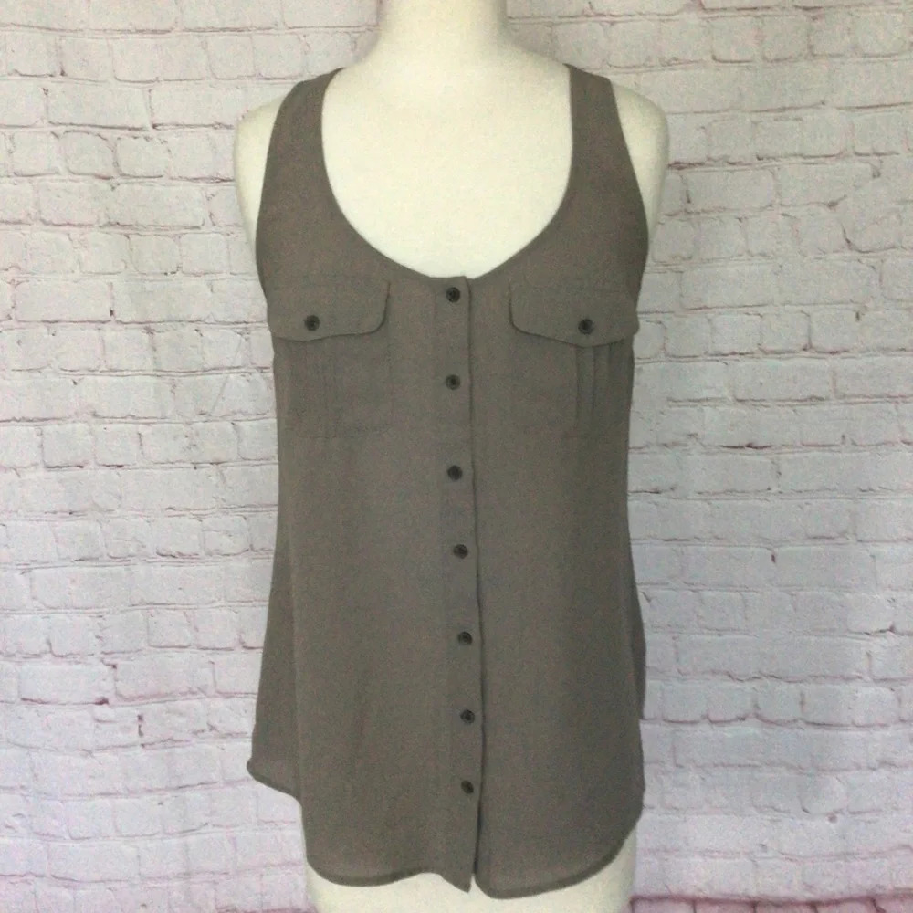 Maurices Taupe Button Down Sleeveless Top - Size Small